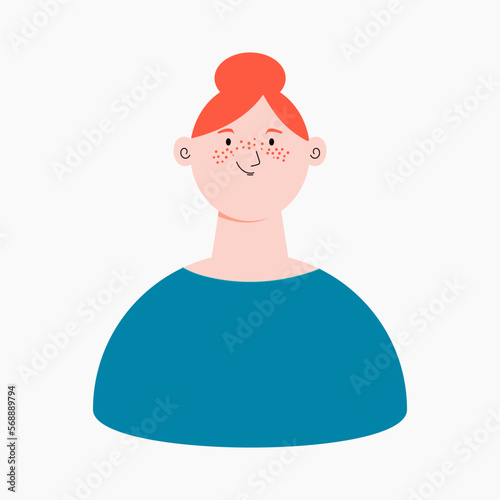 Beautiful woman, girl with long hair, isolated on white. Flat style vector illustration. Female cartoon character. Design element for 8 March, Womens Day card, banner, poster. Gender equality concept