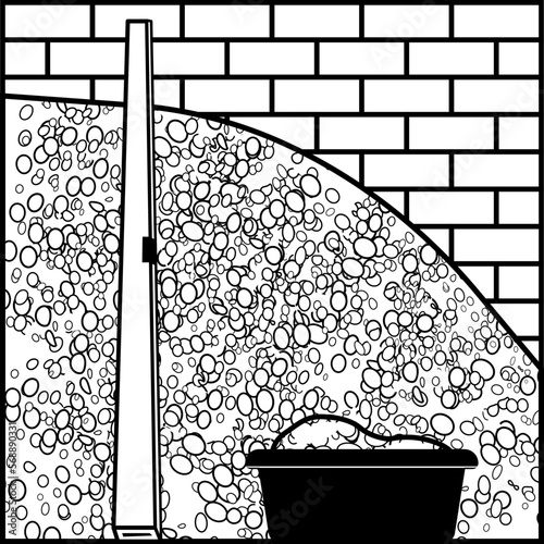 Icon black and white image of plaster construction work