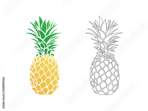 Pineapple vector art and illustration.