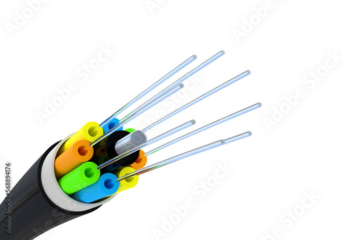 Fiber-Optic Cable Construction 3D Illustration