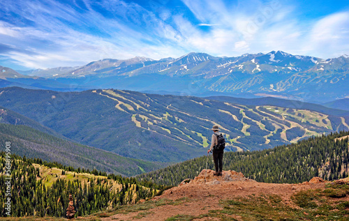 Canvas Print Hiker in Colorado above 12,000 feet on the West Ridge Trail near Loveland Pass w