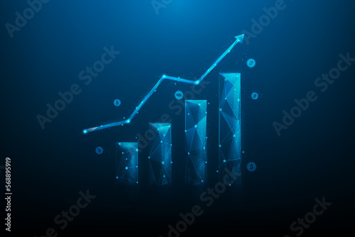 Business stock trading graph growth digital technology. Income and profit return on investment. vector illustration fantastic low poly wirefqme design.