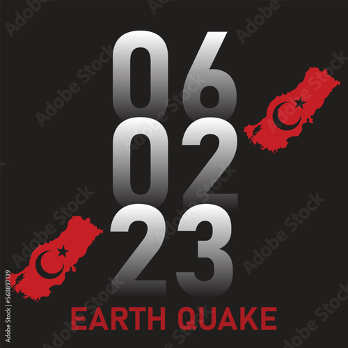A big earthquake hits Turkey and Seria. Many people died and injured in this natural disaster. Pray for turkey. Black and white typography poster.