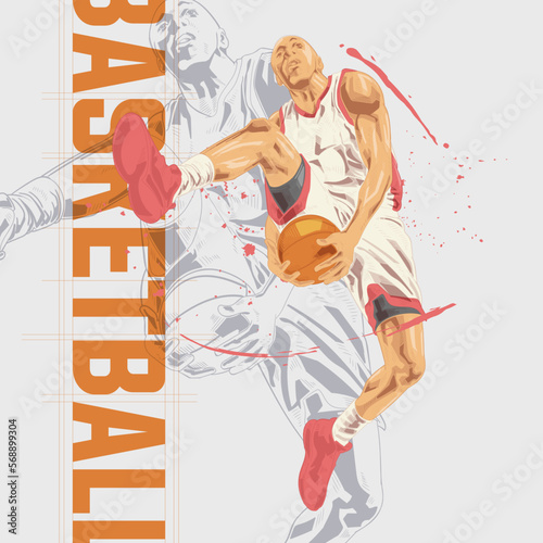 Basketball player illustration character in abstract style
