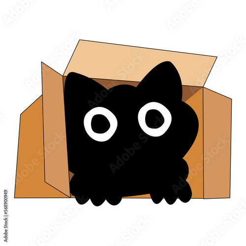 cute cat in box icon image vector illustration design  black color