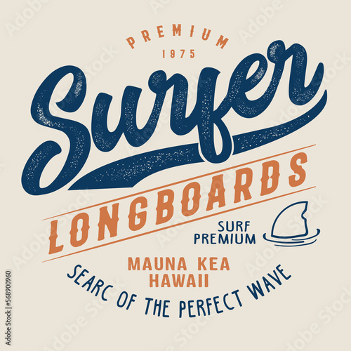 wave surfing typography for t-shirt print , vector surf illustration