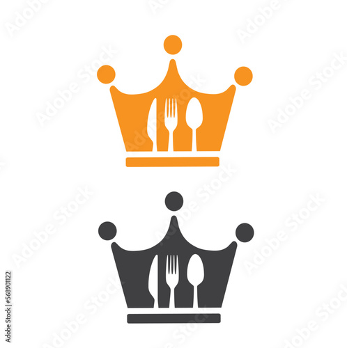 Chef crown with  fork and spoon.