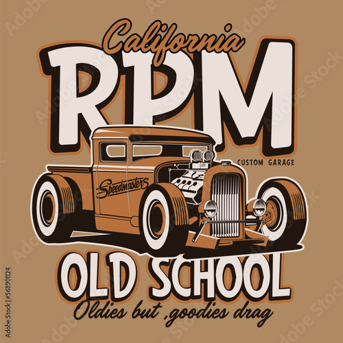 vector hot rod custom car illstration print or poster