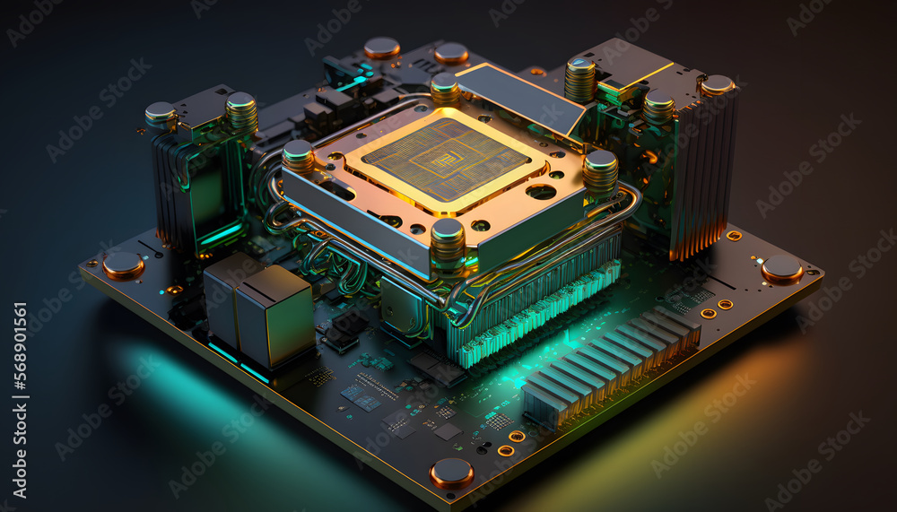 Fototapeta premium circuit, processor motherboard illustration, 3d render