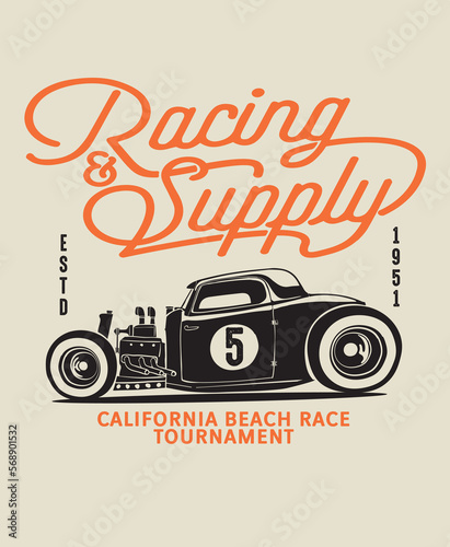 vector hot rod custom car illstration print or poster