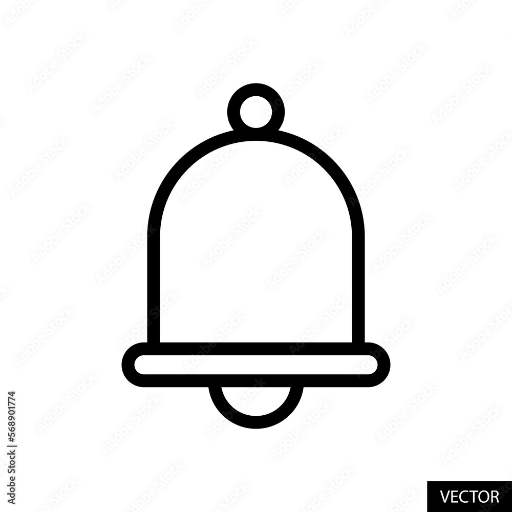 Notification bell, doorbell vector icon in line style design for website, app, UI, isolated on white background. Editable stroke. Vector illustration. Notification bell, doorbell vector icon in line style design for website, app, UI, isolated on white background. Editable stroke. Vector illustration.