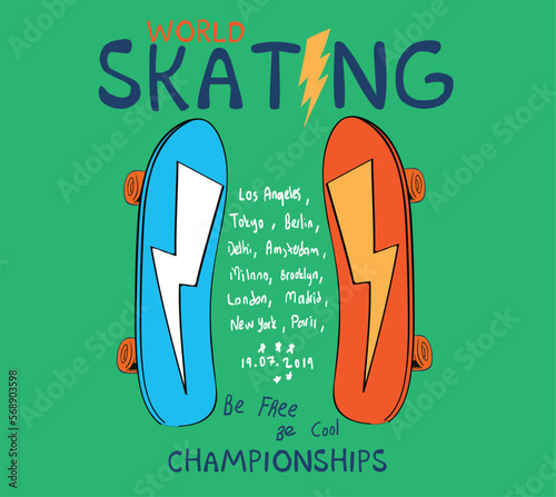 Skate board vector illustrations  with cool slogans for t-shirt print and other uses