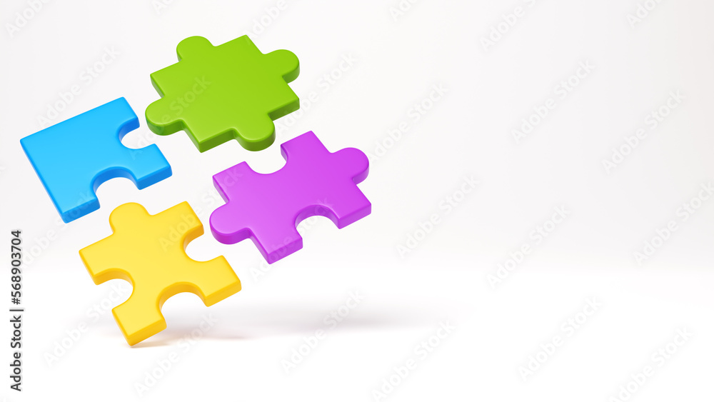 3d render jigsaw puzzle pieces on white background 3d render jigsaw puzzle pieces on white background