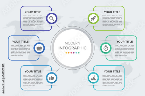 Creative concept for infographic element vector 6 options, steps, list, process. Abstract elements of graph, diagram with steps, options, parts or processes, timeline infographics, workflow or chart.