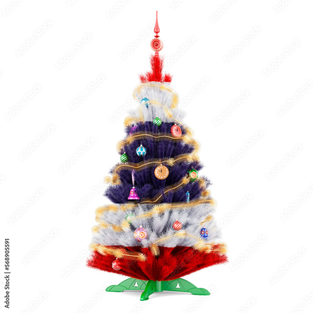 Thai flag painted on the Christmas tree, 3D rendering