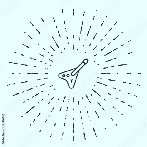 Black line Electric bass guitar icon isolated on grey background. Abstract circle random dots. Vector