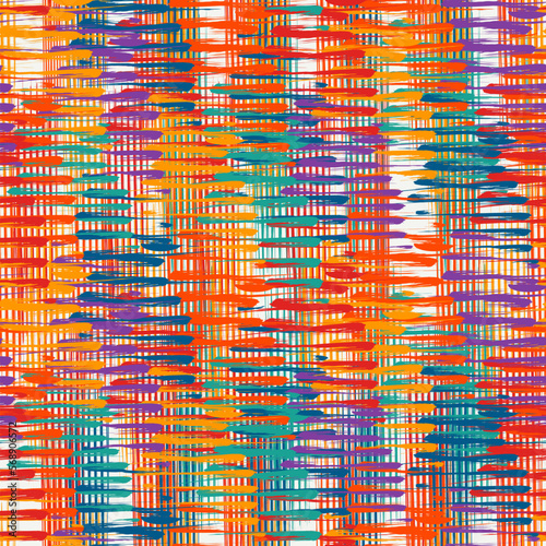 Hand drawn abstract wallpaper. Paint brush seamless surface pattern. Texture background. Template image. Fabric motif. Digital paper. Ethnic textile print backdrop. Web designing. Art illustration