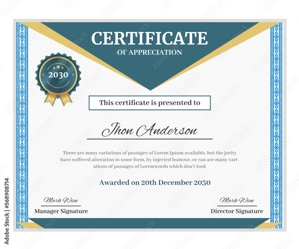 Fototapeta premium Modern Creative Certificate of appreciation Template Design