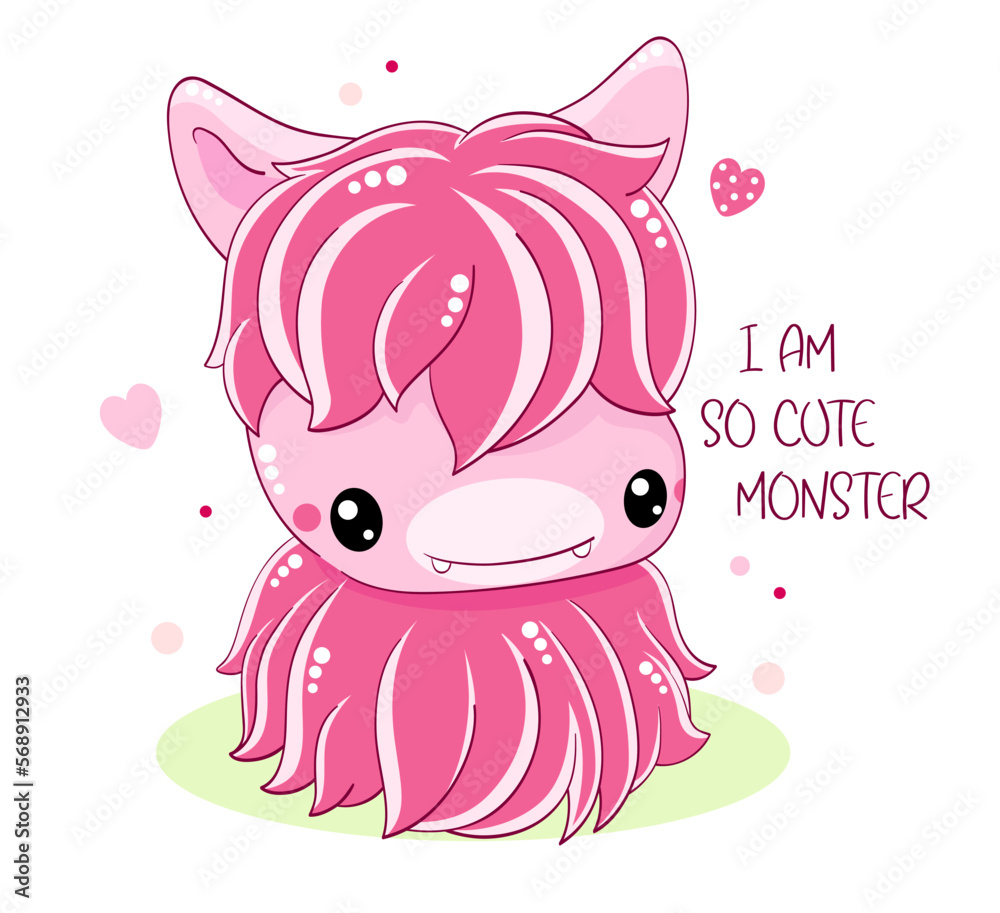 Square card with cute baby monster. Inscription I am so cute monster. Can be used for t-shirt print, invitations, birthday greeting card. Vector illustration EPS8 Square card with cute baby monster. Inscription I am so cute monster. Can be used for t-shirt print, invitations, birthday greeting card. Vector illustration EPS8