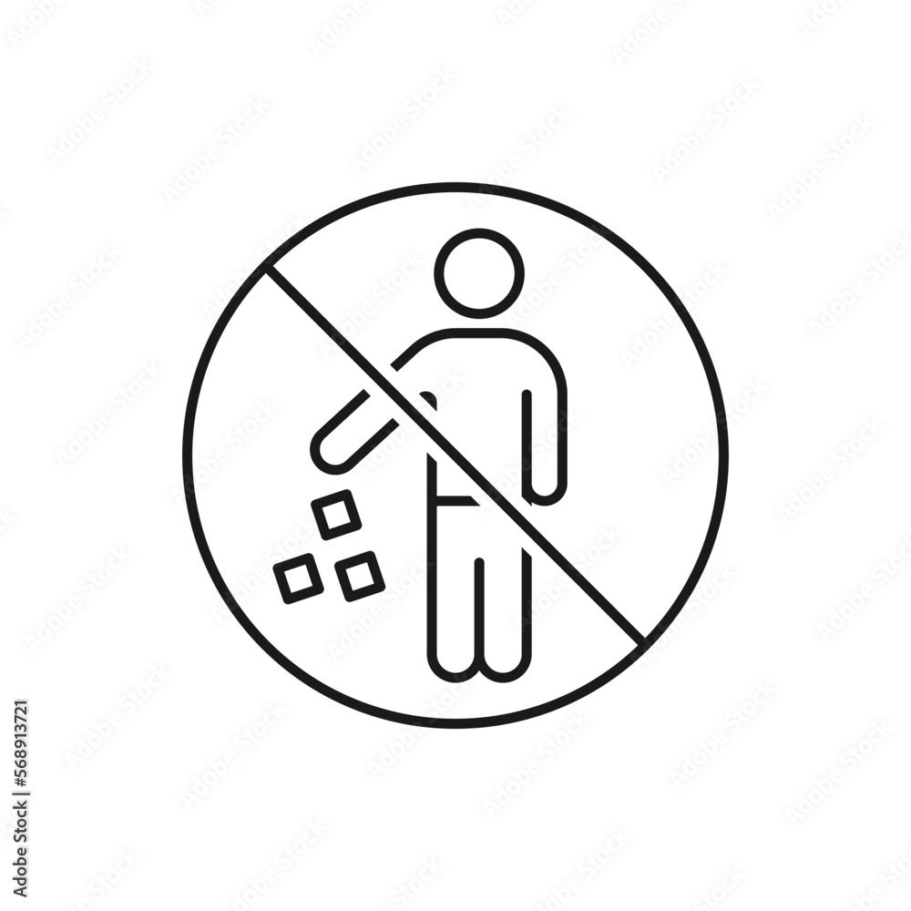 No littering sign. Keep clean. Do not throw garbage line icon isolated on white background. Vector illustration No littering sign. Keep clean. Do not throw garbage line icon isolated on white background. Vector illustration