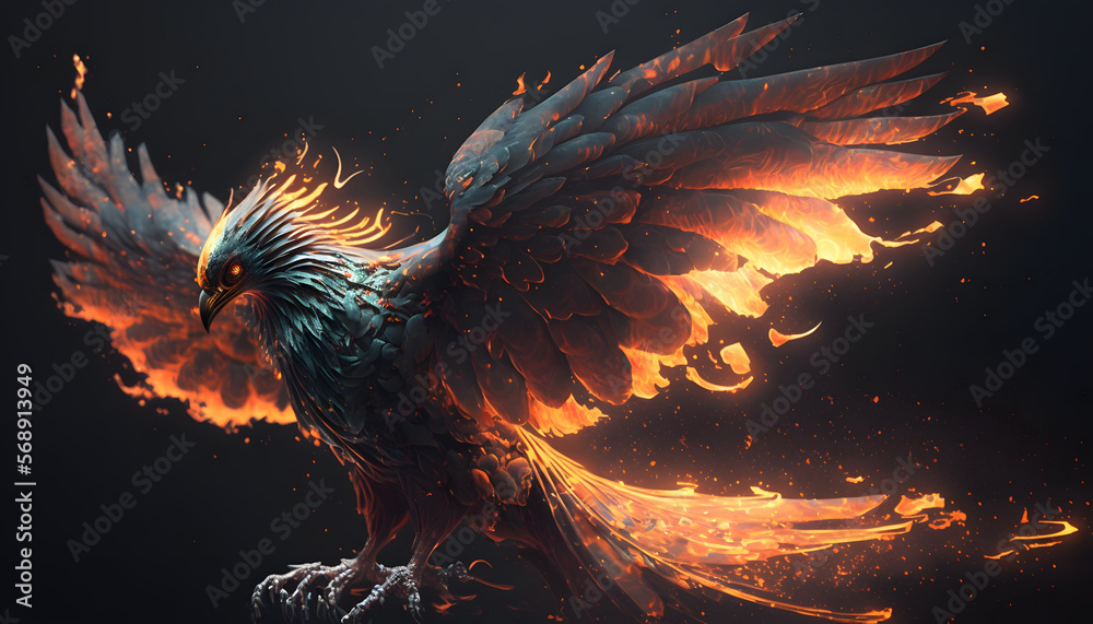 phoenix bird, digital illustration 3d render phoenix bird, digital illustration 3d render