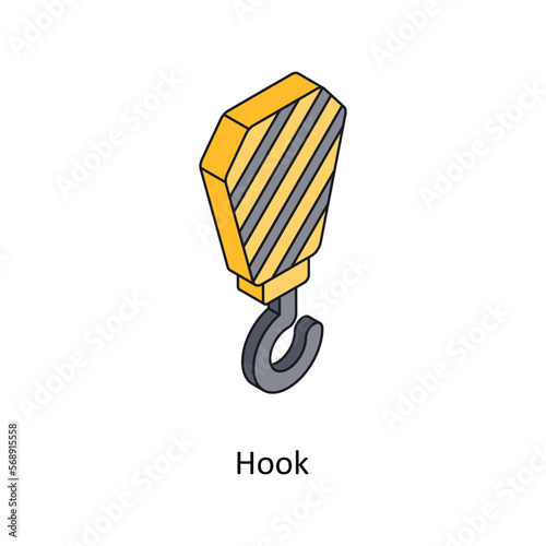 Hook Vector Isometric Filled Outline icon for your digital or print projects.