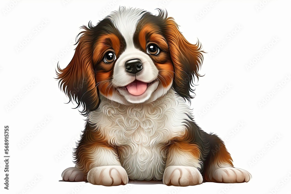 Cute Cartoon Drawing of Smiling Puppy. Adorable Illustration for Kids ...