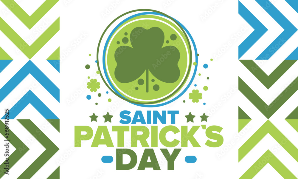 Happy Saint Patricks Day. Traditional irish holiday. Celebrate annual in March 17. Clover and shamrock leaves. Green and orange party design. Ireland color. Poster, card, banner and background. Vector Happy Saint Patricks Day. Traditional irish holiday. Celebrate annual in March 17. Clover and shamrock leaves. Green and orange party design. Ireland color. Poster, card, banner and background. Vector