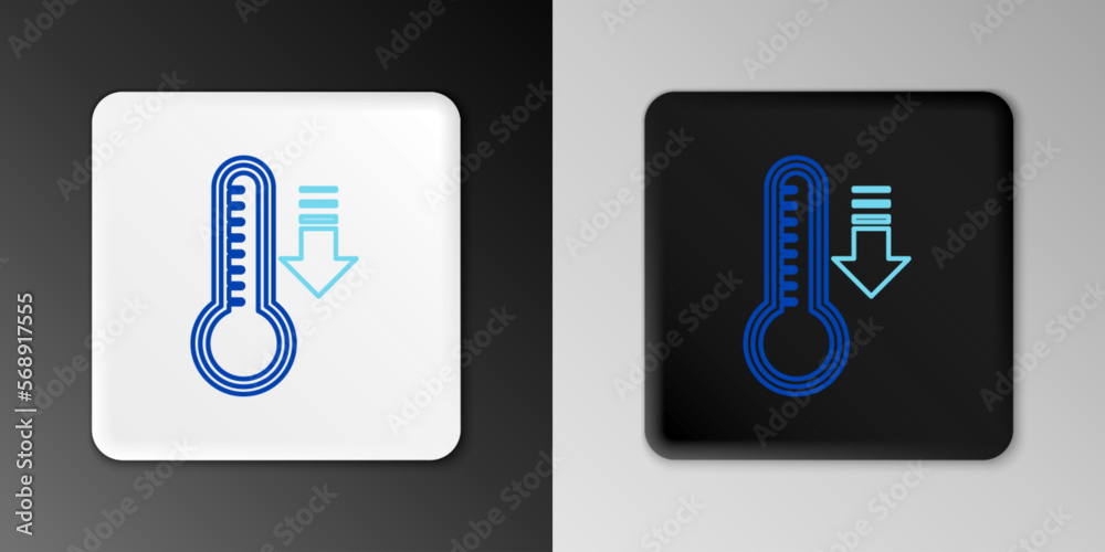 Line Meteorology thermometer measuring heat and cold icon isolated on grey background. Thermometer equipment showing hot or cold weather. Colorful outline concept. Vector Line Meteorology thermometer measuring heat and cold icon isolated on grey background. Thermometer equipment showing hot or cold weather. Colorful outline concept. Vector