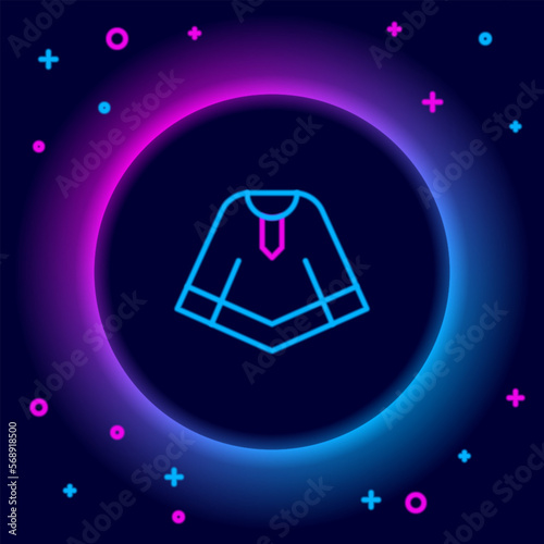 Glowing neon line Traditional mexican poncho clothing icon isolated on black background. Colorful outline concept. Vector