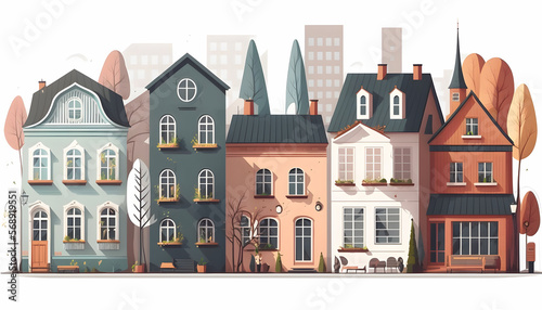 houses in the city vector