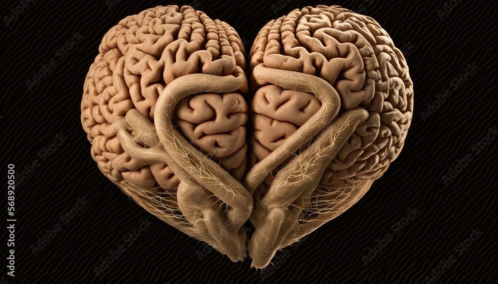 a heart shaped brain with two sections cut out of it's side and the top part of the brain
