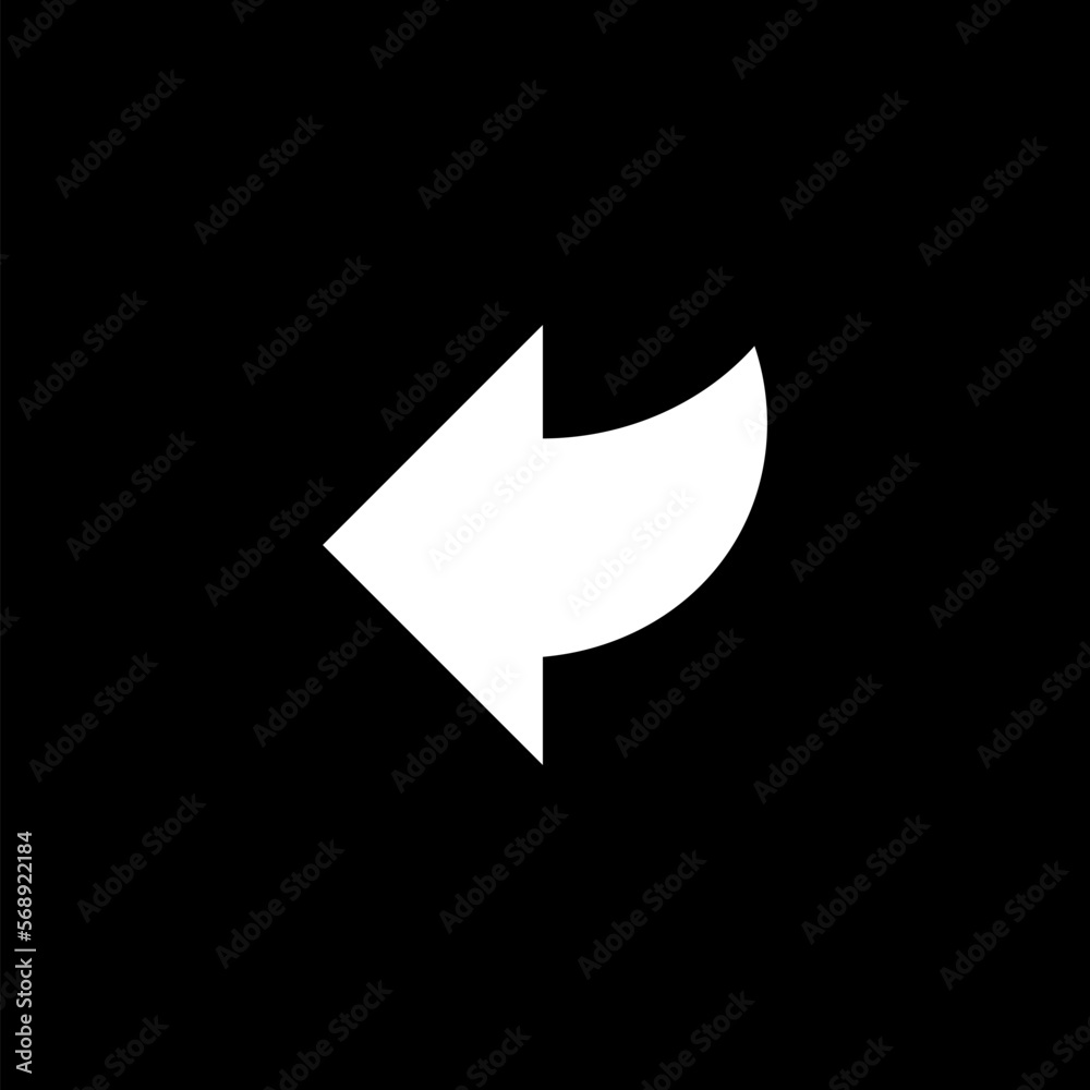 Left arrow Icon isolated on black background. Left arrow Icon isolated on black background.