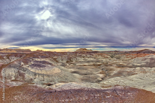 View of the salty bentonite hills on the north side of the Blue Forest in Petrified Forest National Park Arizona.