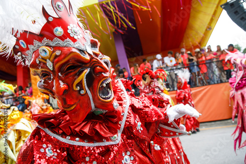 Photography A man in a carnival costume and mask.