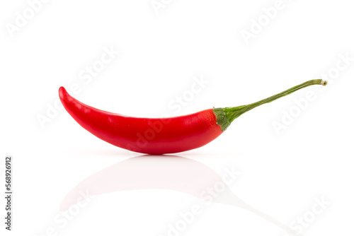 fresh red chili on white background