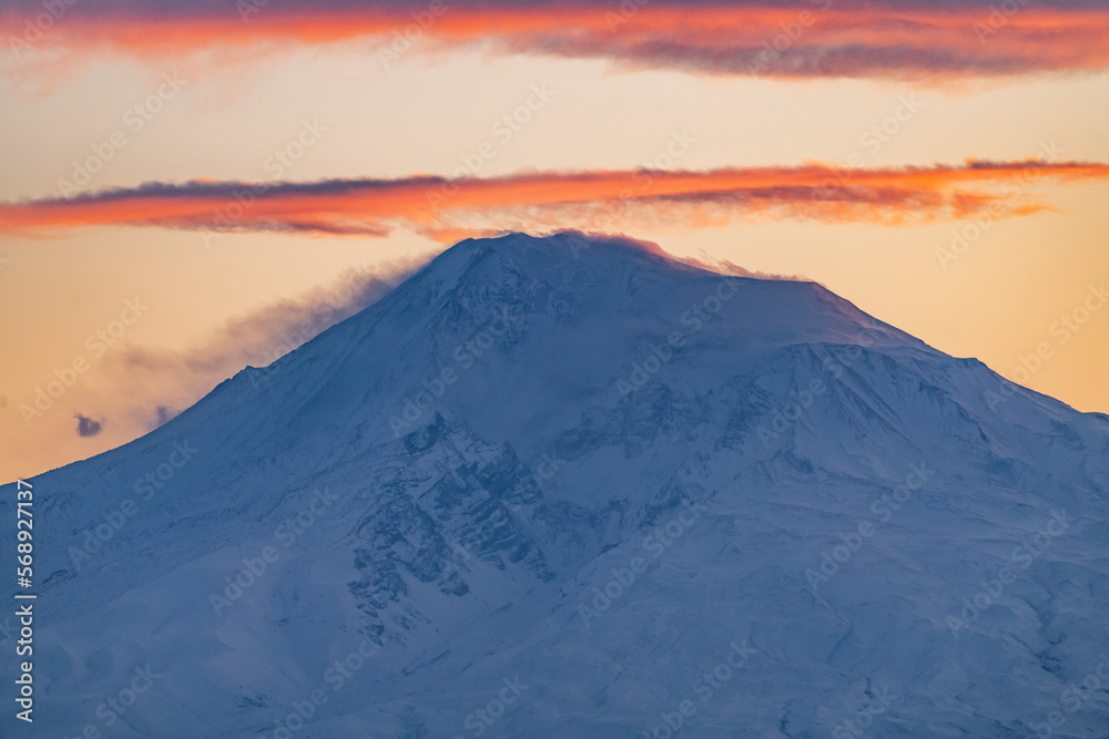 Beautiful sunrise over the Ararat mountain.  Armenia
Winter landscape.