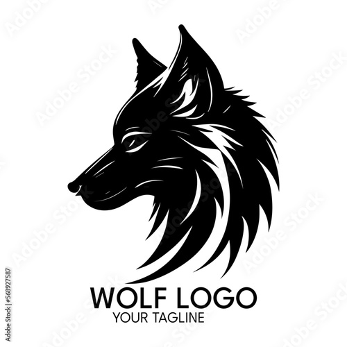 Silhouette art wolf logo, vector template