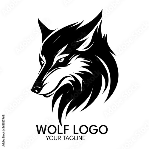 Silhouette art wolf logo, vector template