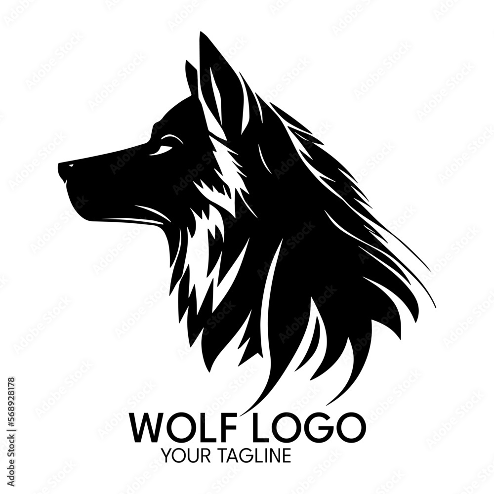 Naklejka premium Silhouette art wolf logo, vector template