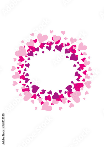 Abstract circle of pink hearts