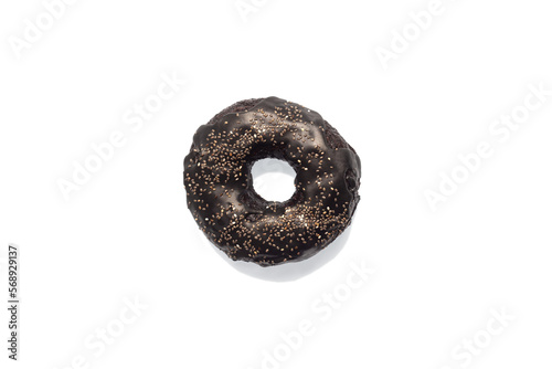 black bagel with poppy seeds isolated on white background