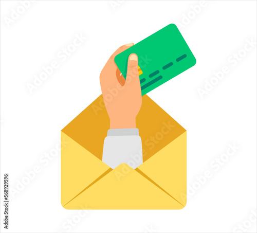 Sending a credit card by mail vector illustration