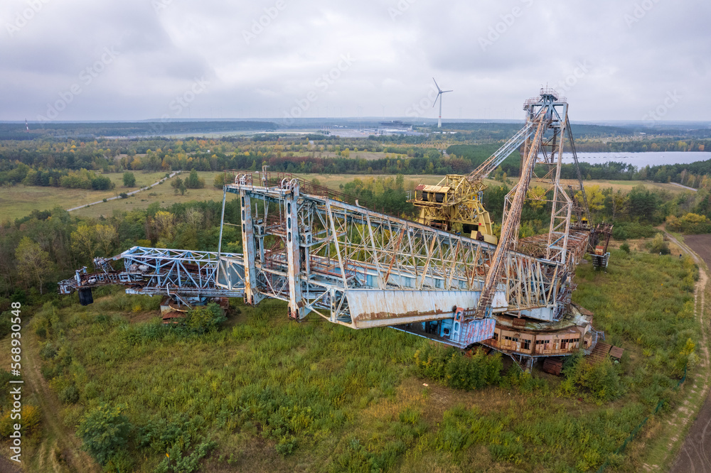 Aerial view of abandoned bucket wheel excavator SRS Aerial view of abandoned bucket wheel excavator SRS