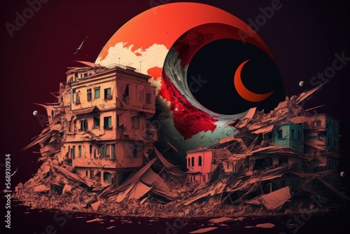Obraz na płótnie A catastrophic earthquake in Turkey. Concept illustration