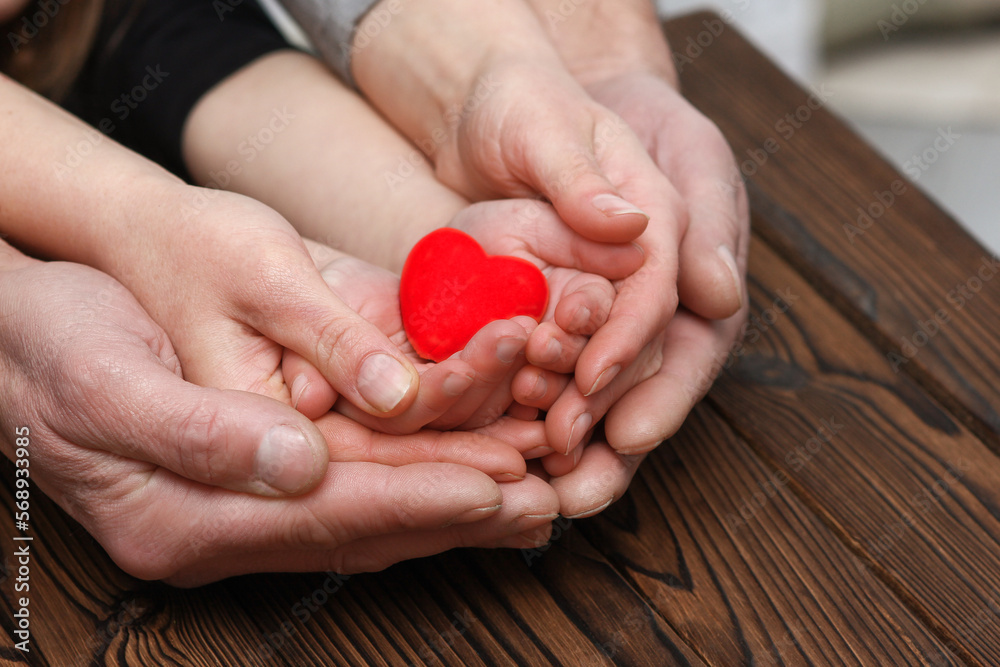A Heart in hands on valentine's day family