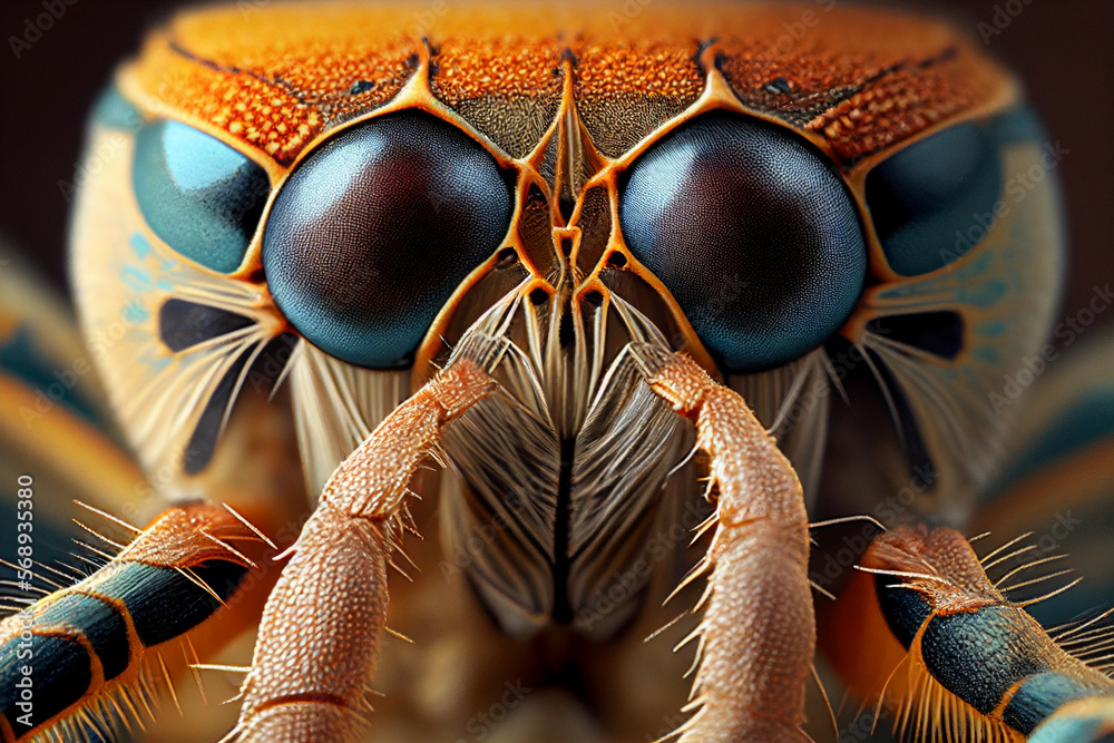 generative ai, Bug close up of an insects face, a fly's face - obrazy, fototapety, plakaty 