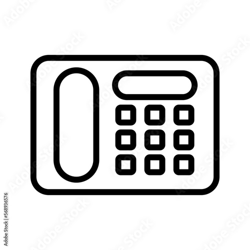 Landline phone icon line isolated on white background. Black flat thin icon on modern outline style. Linear symbol and editable stroke. Simple and pixel perfect stroke vector illustration