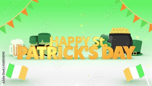 3D St. Patrick's Day Greeting Intro Orange