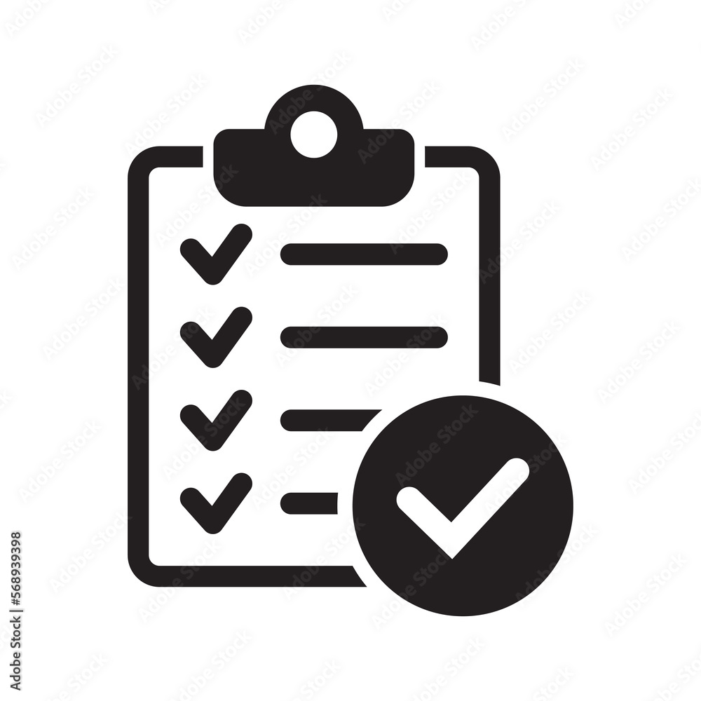 Clipboard with mark icon in flat style isolated on background. Checklist sign symbol for web site and app design. Clipboard with mark icon in flat style isolated on background. Checklist sign symbol for web site and app design.
